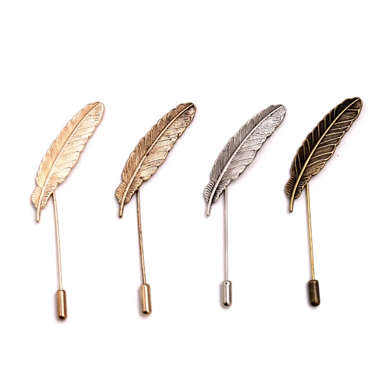 Мужская Винтажная брошь в виде перьев Металлическая Булавка для лацкана