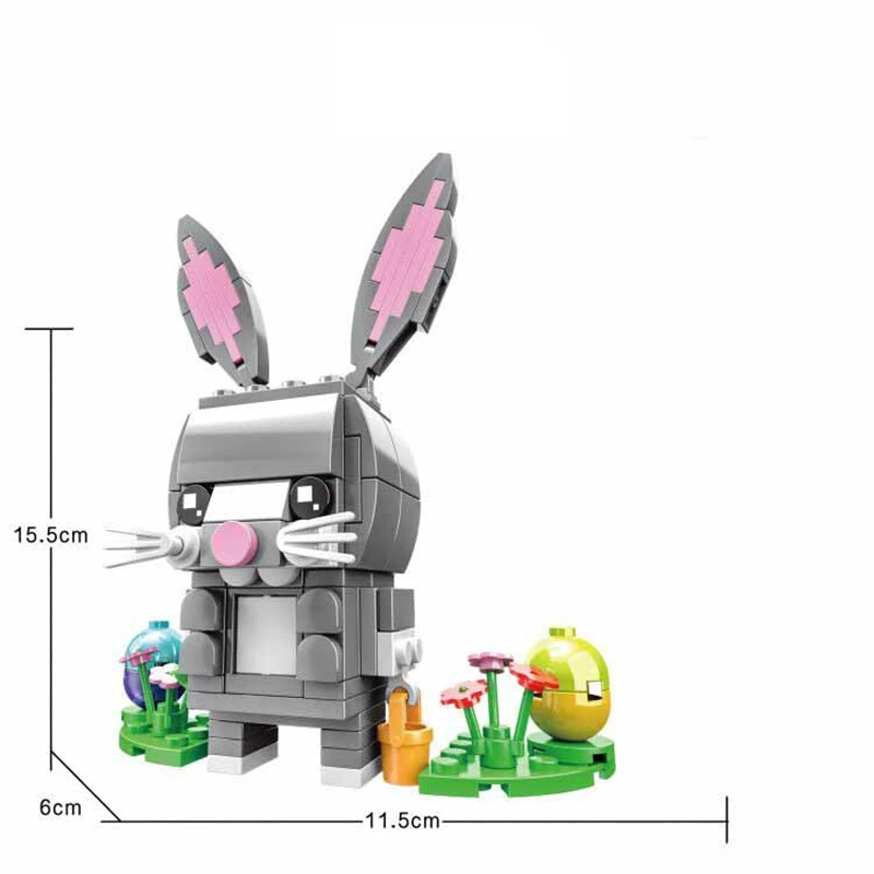 

2Pcs/Sets Brickheadz Ideas Series Easter Rabbit Chick Flower Assembling Building Blocks Model Bricks Classic Movie Toys Animals