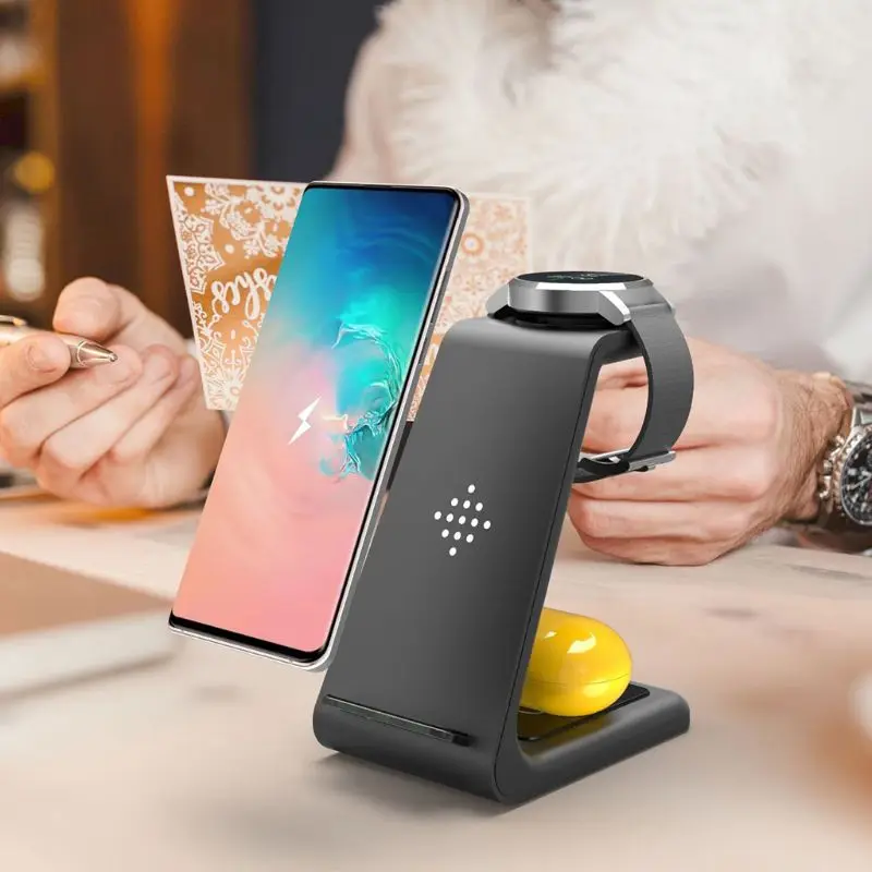 Беспроводная зарядная док станция 3 в 1 для Samsung Galaxy Watch Active/Galaxy Buds наушники