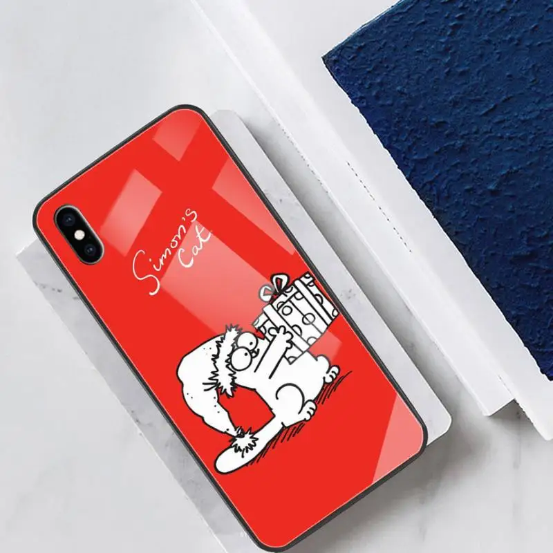 

Cute Simons Cats Glass Phone Case Fundas Coque For IPhone 11 Pro Max Cases XR XS 12 7 8 Plus Cover Accessories Carcasa