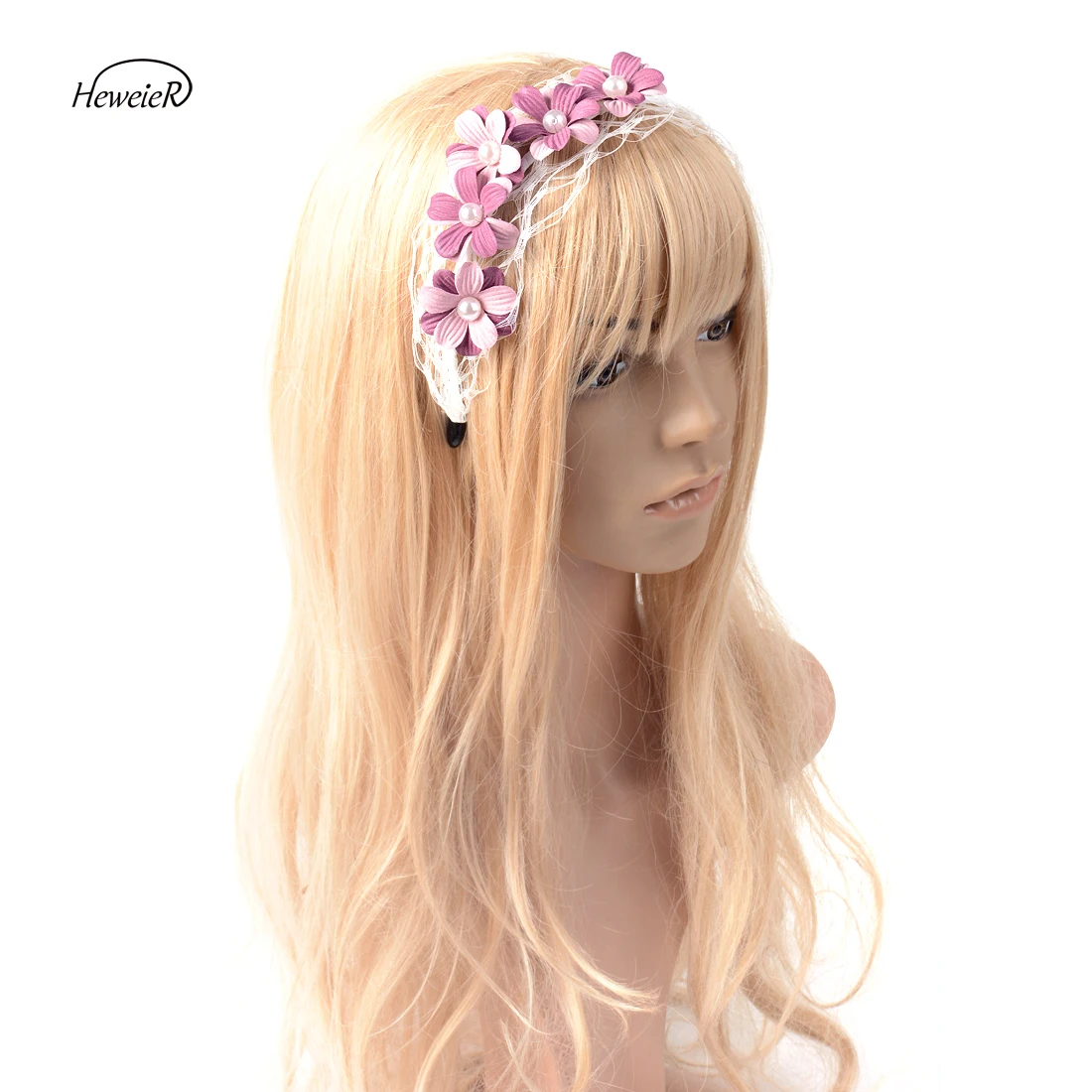 

Women Fascinator Headband Cocktail Hair Band Ladies Handmade Headwear Flower Beads Accessories Party Wedding Hairpins