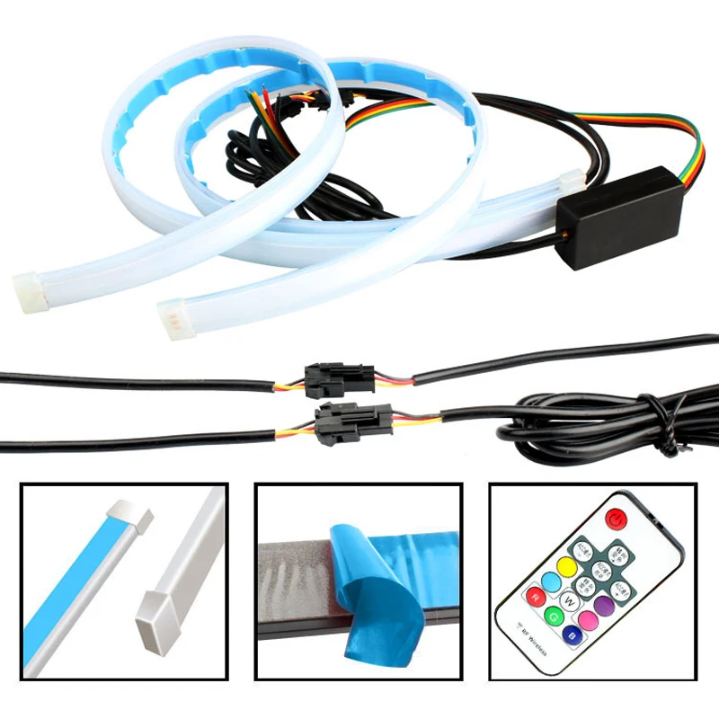 2 шт. Универсальный гибкий струящийся RGB дневной ходовой светильник DRL