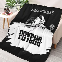 alfred hitchcocks psycho by burro black tee version throw blanket sherpa blanket cover bedding soft blankets