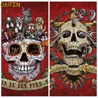 Алмазная вышивка 5DDIY, вышивка крестиком с колокольчиками, картина из квадратных страз, Череп, демон, покер, полная круглая Алмазная мозаика пес Шарпей