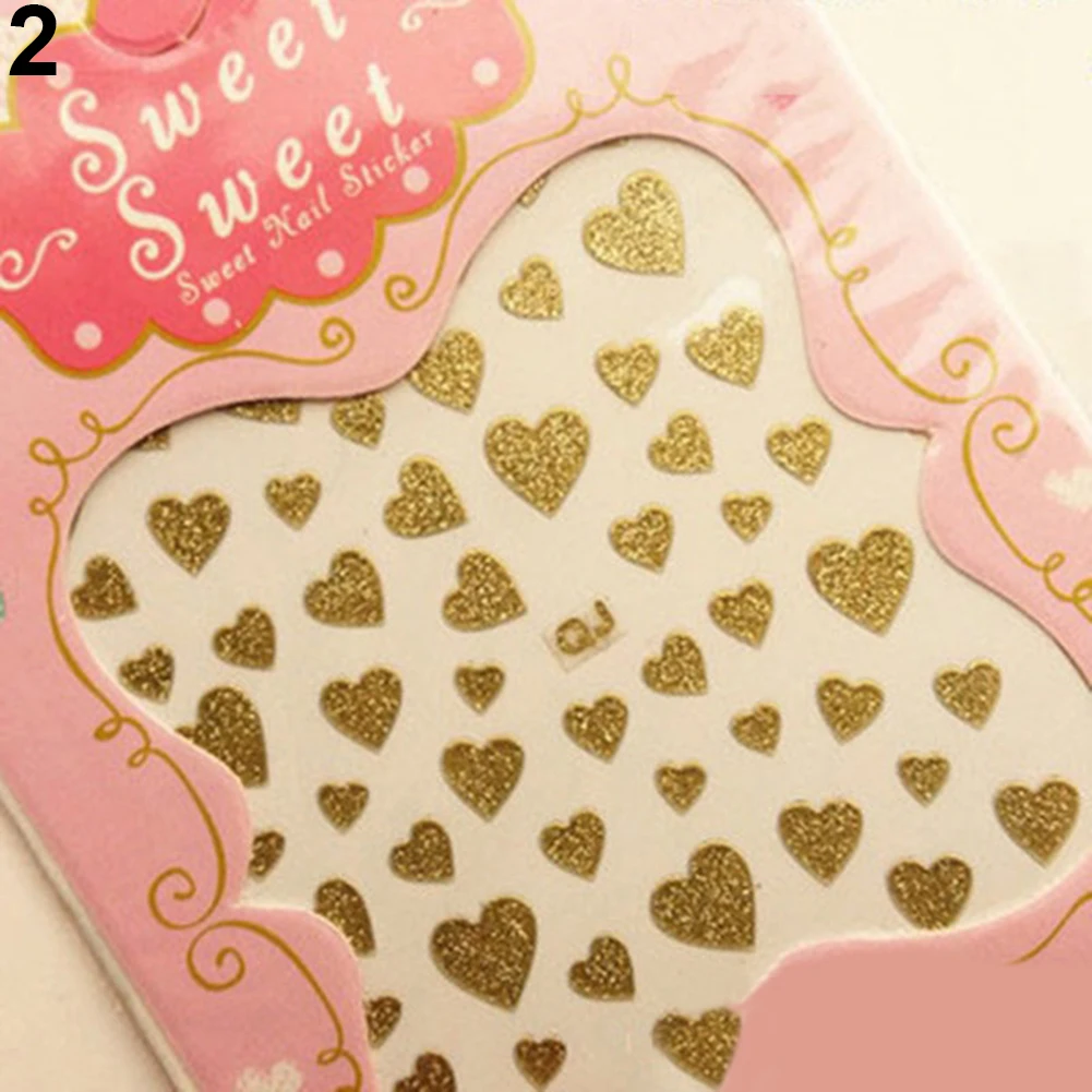 1 Sheet Love Heart Design Nail Art Stickers Water Transfer Decal Slider Watermark Nail Wraps Decal Manicure Nail Tips Decoration