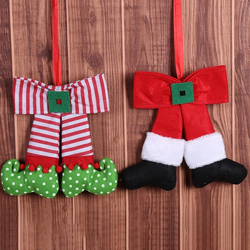Рождественская Ткань Подвеска бант Декор милый эльф Рождество Кукла на дерево