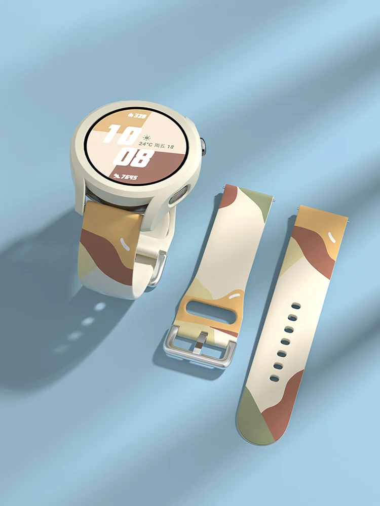 Ремешок силиконовый для Samsung Galaxy Watch Active 2 3 45 мм 42 Gear S3 Morandi цветной браслет Amazfit Bip 20