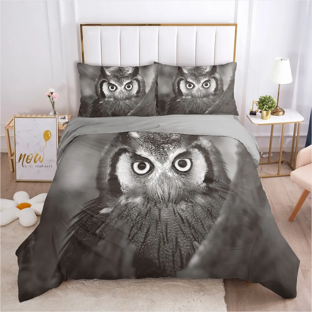 3D Duvet Cover Sets Bedding Set White Quilt Covers Comforter Case Pillowcases Bed Linen King Queen Full Animal Owl Home textile | Дом и сад