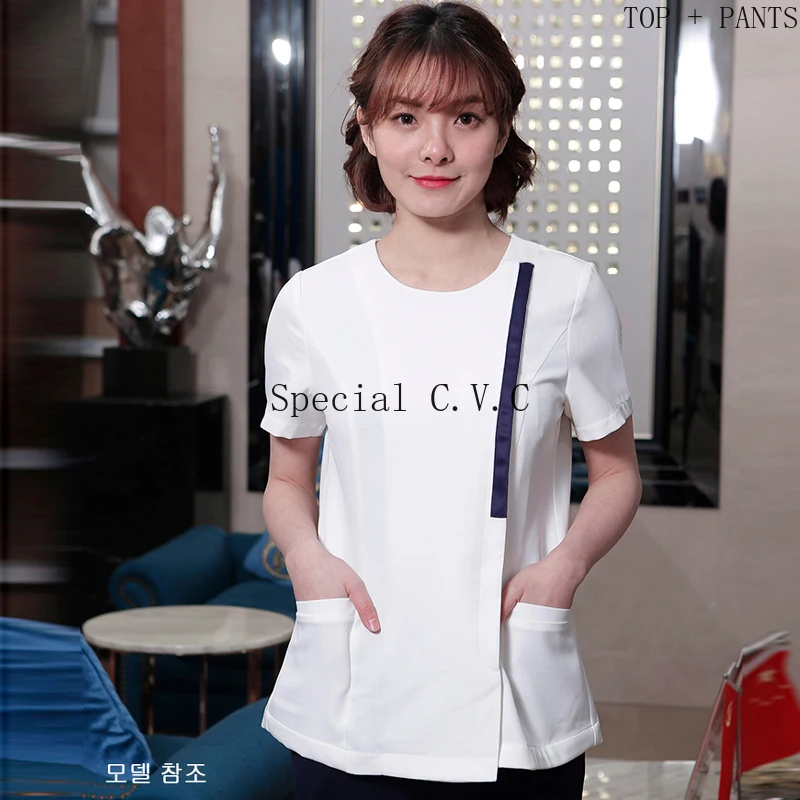 Женская медицинская форма со скрытой молнией скраб топ с круглым вырезом и штаны