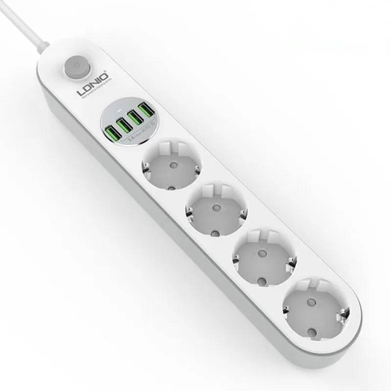 Штепсельная Вилка европейского стандарта с 4 выходами usb порта Быстрая зарядка