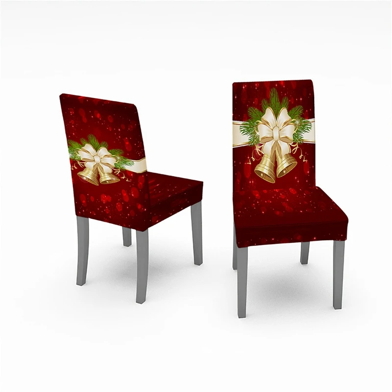 

Christmas Chair Covers Santa Printed Elastic Stretch Dining Chairs Chair Slipcover Kitchen Seat Cover Home Decor