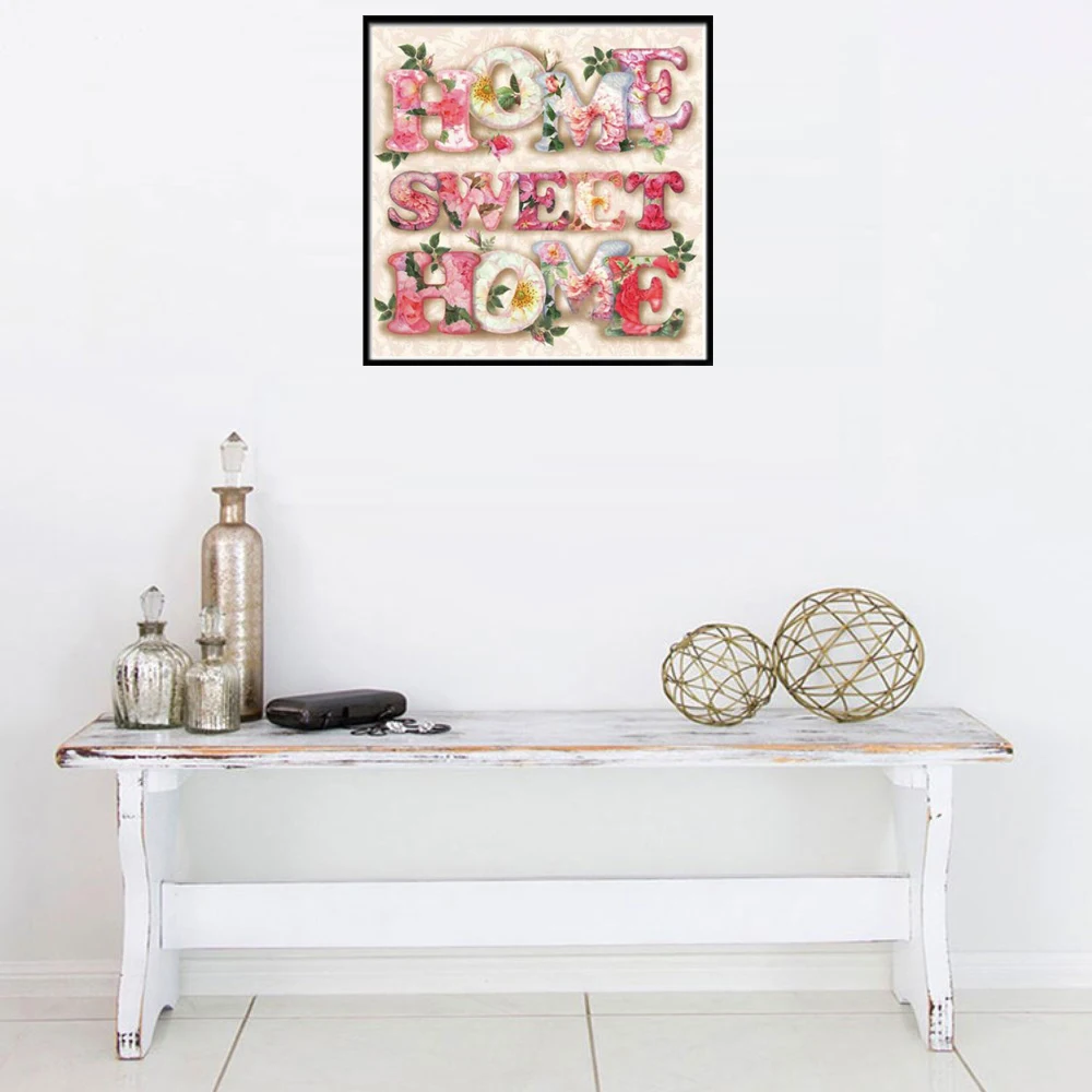 &quotДомашний сладкий&quot цветок с буквами 5D алмазная картина полностью круглые