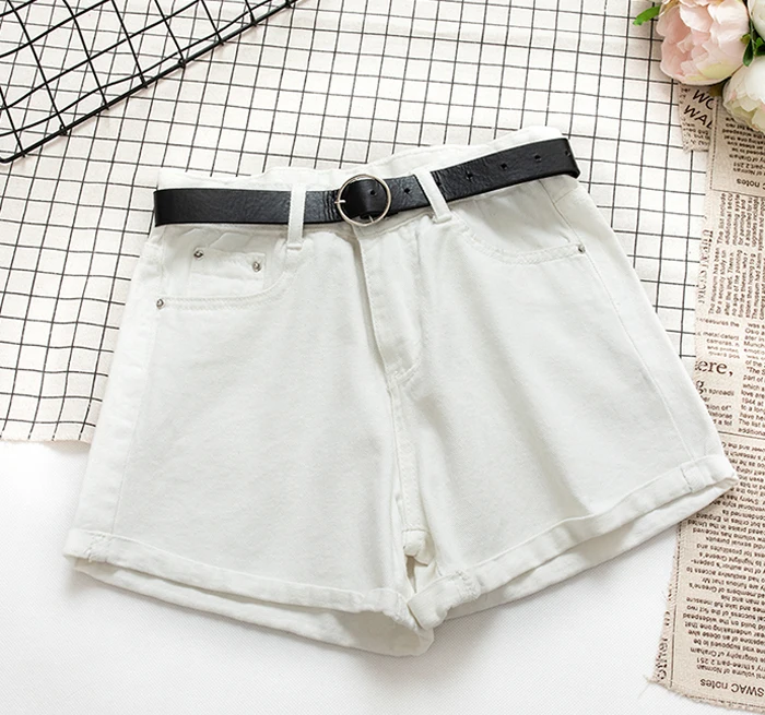 

All Match Sashes Casual Women Denim Shorts Crimping High Waist Slim Summer Jeans Feminino Chic Hot Ladies Bottom