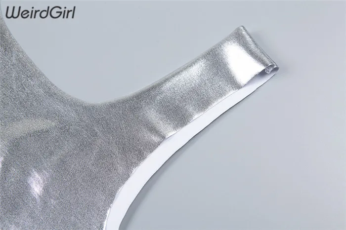 Weirdgirl/платье; повседневные модные вечерние мини-платья без рукавов; однотонное платье на бретельках с открытыми плечами; Серебряная уличная одежда; сезон лето