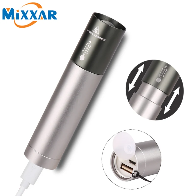 Zk20 T6 Портативный USB светодиодный фонарик 3 режима масштабирования перезаряжаемый