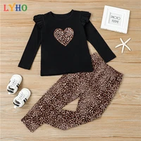 toddler girl clothes t shirt pants 2pcs suits autumn leopard print long sleeve outfits cotton casual clothing baby girl