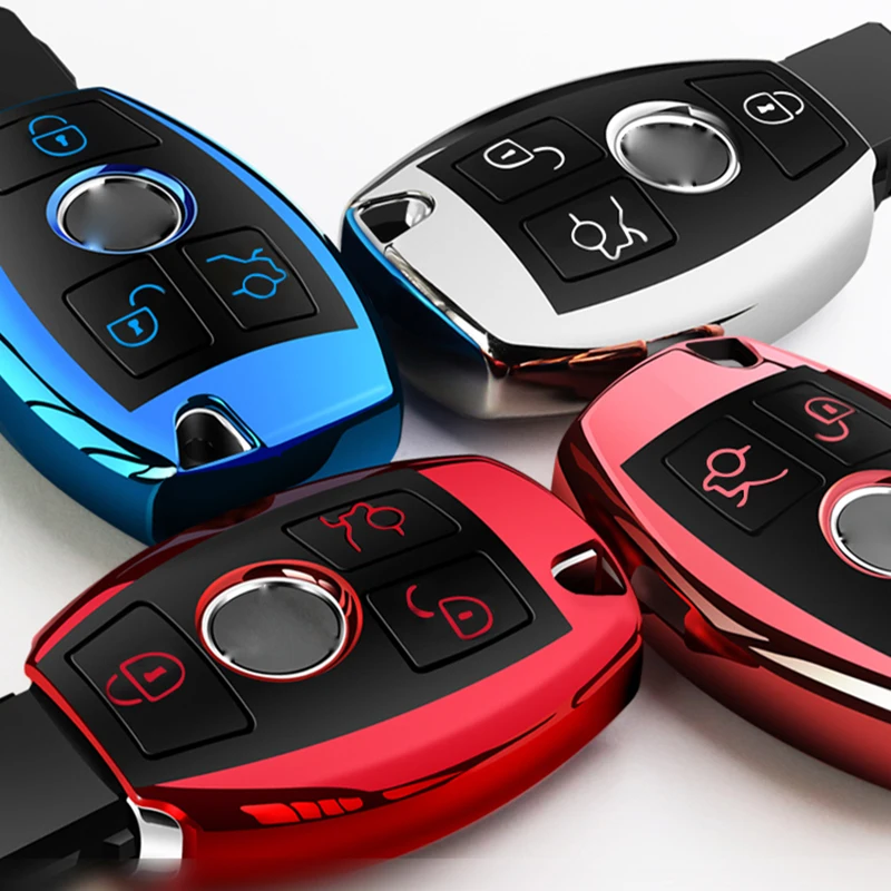 

Высококачественный хромированный чехол для автомобильных ключей из ТПУ, чехол для ключей, подходит для Mercedes Benz A C E R M class CLA GLA, защитный чехол...