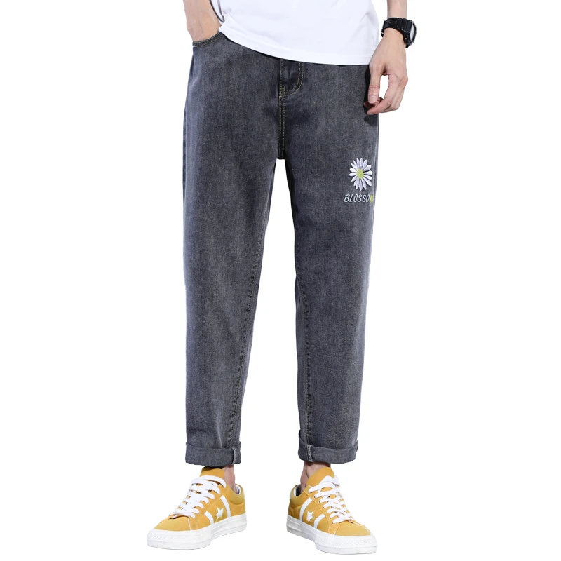 

2021 Harlan Pocket Jeans Men's Cotton Beam Feet Leggings Slim Overalls Classic Style Fashion Blue Casual Joggers Trousers Male