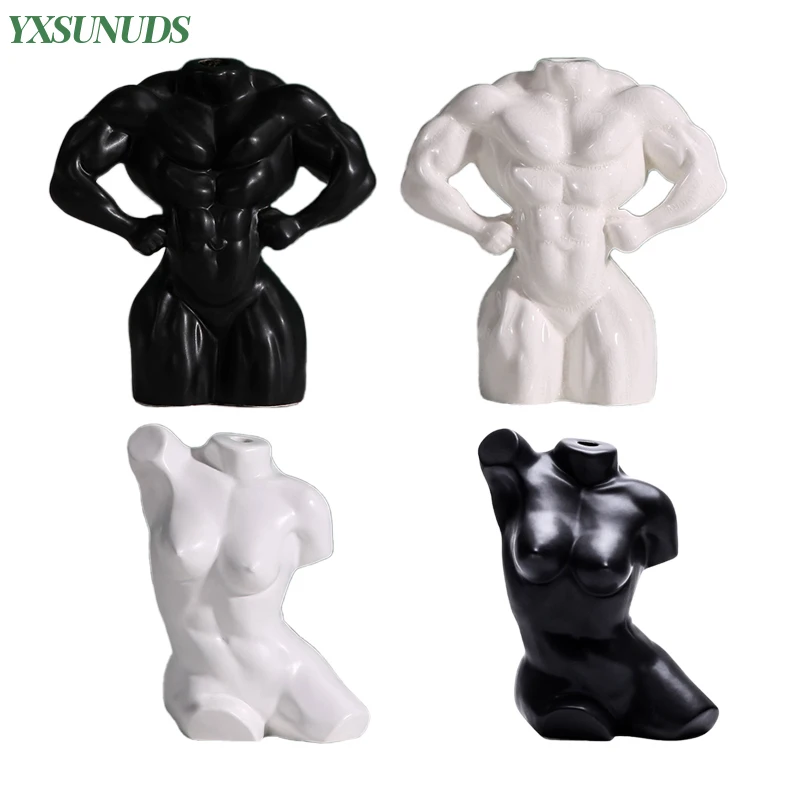 

Human Body Ceramic Vase Decor Art Bodybuilding Portrait Figurine Crafts Home Decoration Accessories Statue Ornaments Gifts