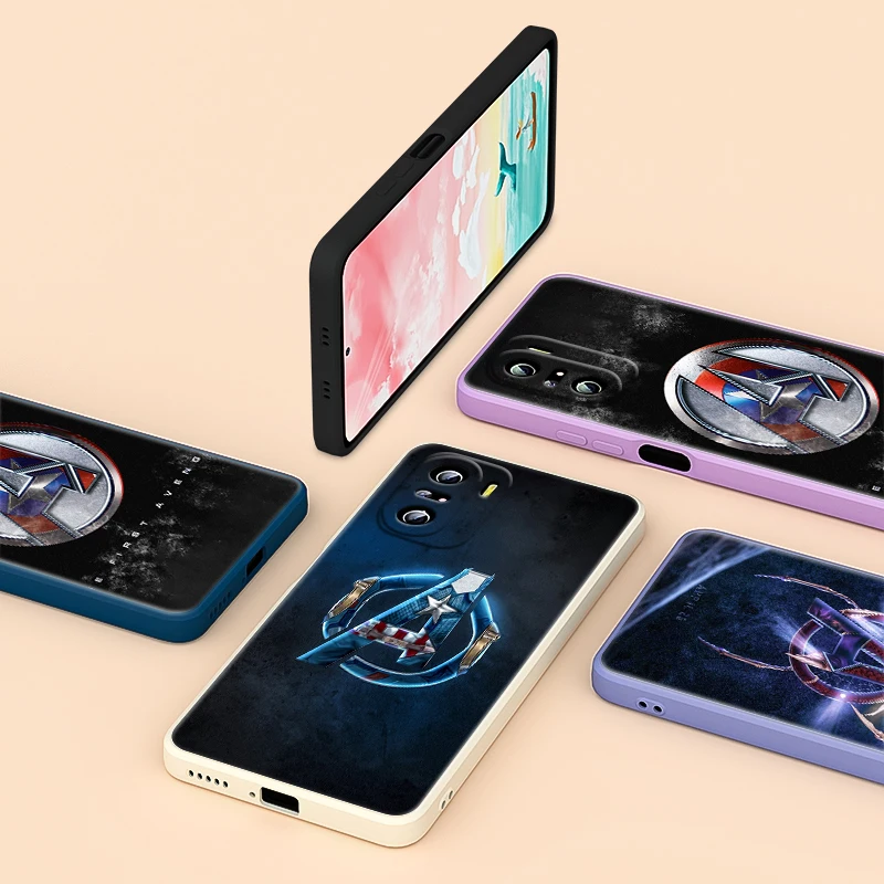 

Marvel Avengers logo For Xiaomi Redmi K40 K30 9A 9C 9AT 9 8 7 6 5 4X Pro Plus Liquid Silicone Cover Phone Case