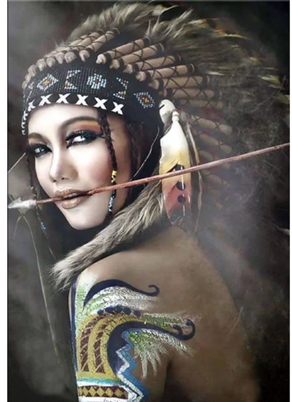 Алмазная 5d-картина сделай сам индейская женщина полная круглая стразы вышивка