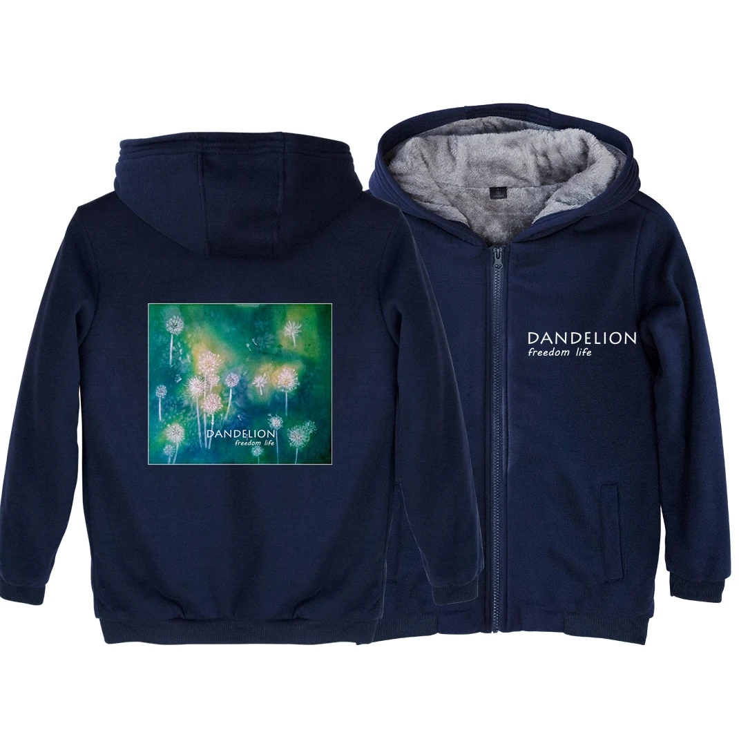 Man Boy Parkas Full Zip Coat Plus Velvet Red Seeded Dandelion Freedom Life Taraxacum Green Plant Original Design ZIIART