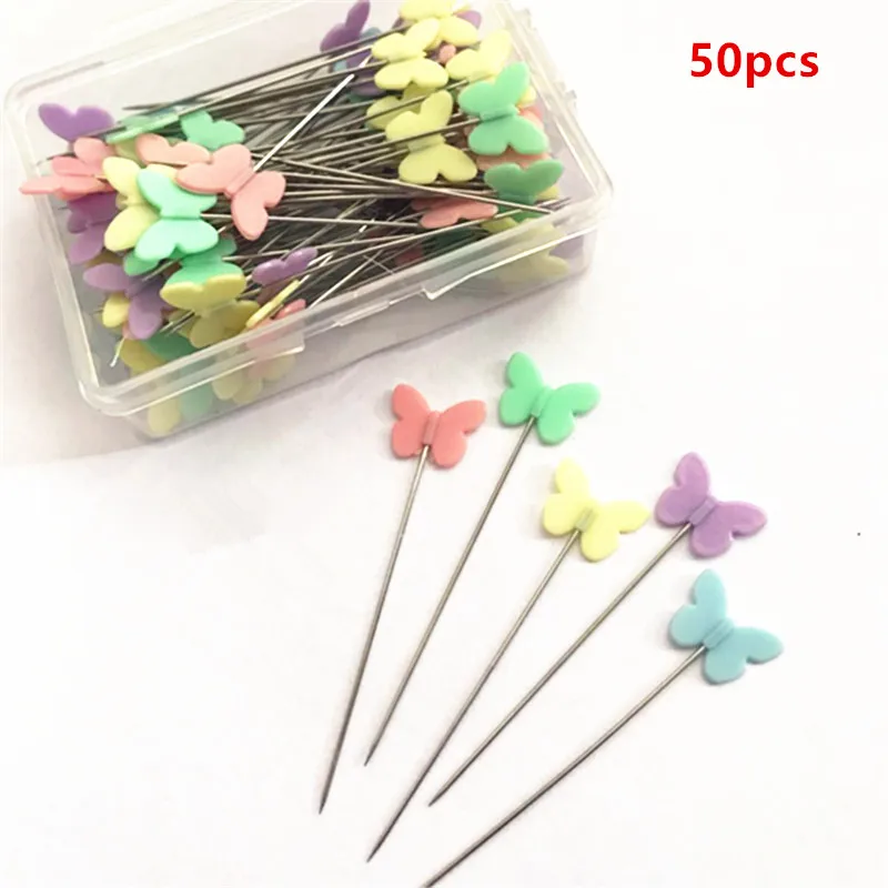50PCS Sewing Accessories Patchwork Flower/Bow tie/Button Pins Pin With Box DIY Arts Crafts | Дом и сад