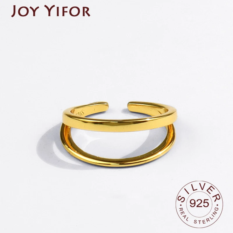 

Real 925 Sterling Silver Rings for Women Double LinesVintage Wedding Trendy Jewelry Large Adjustable Antique Rings Anillos
