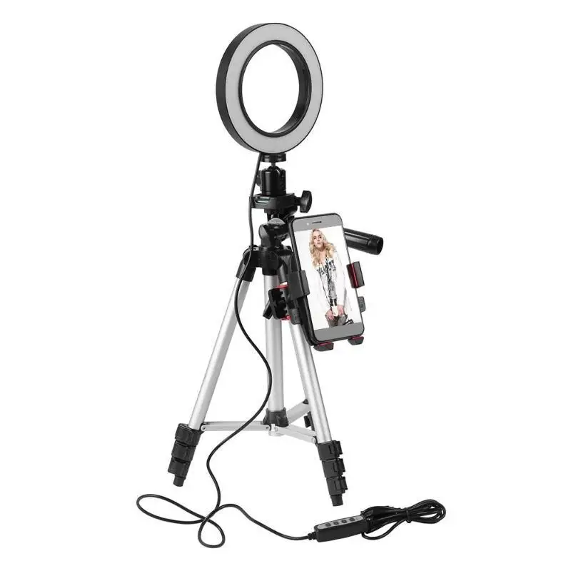 

LED Ring Light With Tripod Camera Photography Dimmable Selfie Video Light with Phone Stabilizer Holder кольцо для телефона