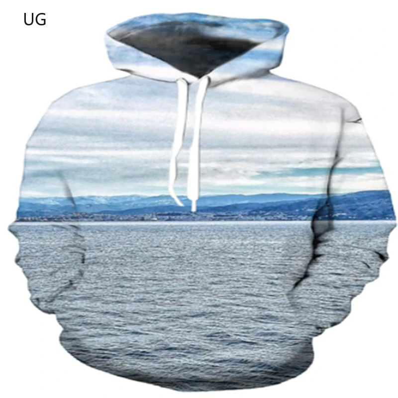 

UG Men's Plus Size Pullover Landscape Hoodie Sweatshirt Graphic Hooded Daily Outing 3D Printing Casual Hoodie Sweatshirt