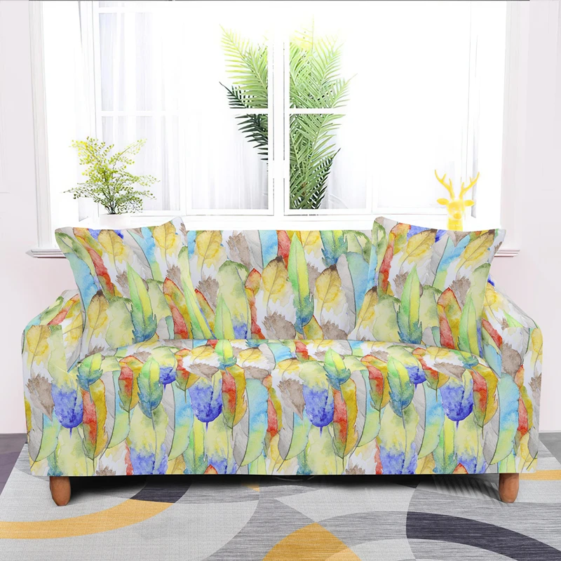 Полноразмерный чехол для дивана с цветными перьями эластичные чехлы мебели