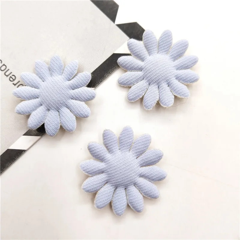 

200pcs/lot 2.5cm sunflower padded Applique For DIY Headwear Hair Clips Decor Baby Clothes Accessoies Patches