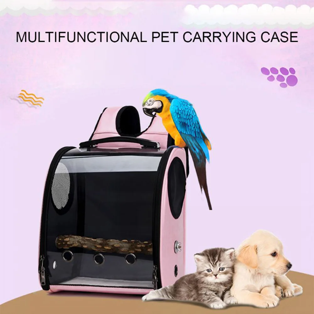 

Bird Outdoor Carrier Bag Transparent Breathable Parrots Handbag Birds dog cat Travel Cage Pet Parrot Travel Backbag Pet Carrier