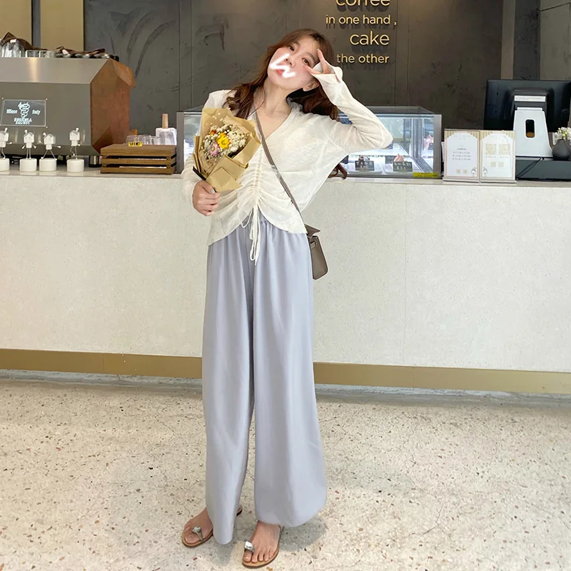 You walk/cloud satin is pants hang down loose feeling female trousers straight wide-legged | Женская одежда