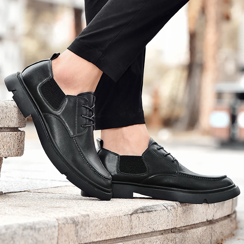 Брендовые дышащие мужские классические туфли Модные осенние оксфорды на плоской