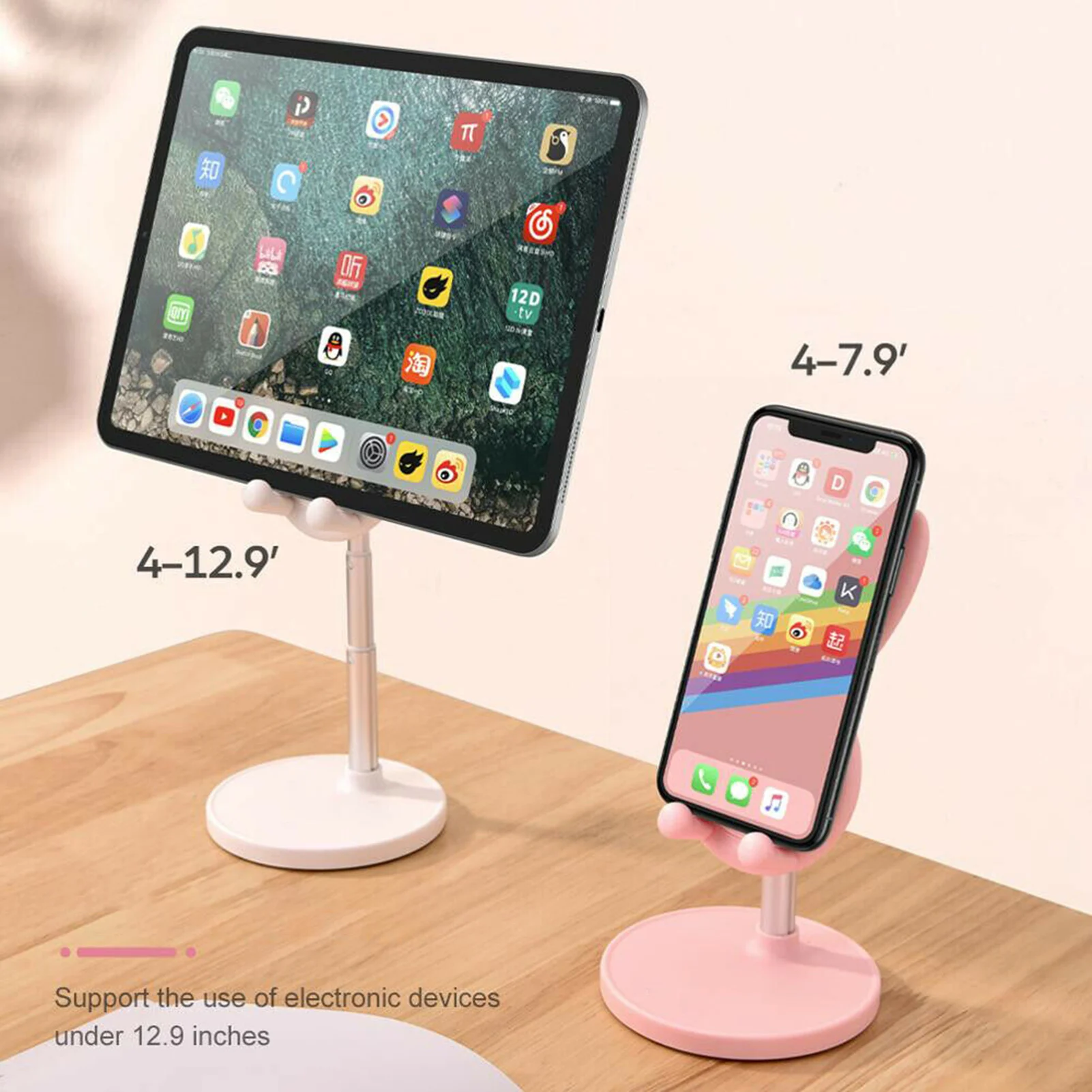 rabbit ears phone holder pink telescopic cartoon adjustable bunny ear tablet stand desktop rack pc mobile phone accessories free global shipping
