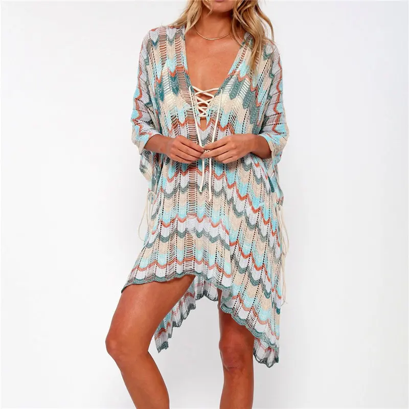 Пляжное платье оверсайз накидка саронг кафтан Пляжная туника пляжный купальный