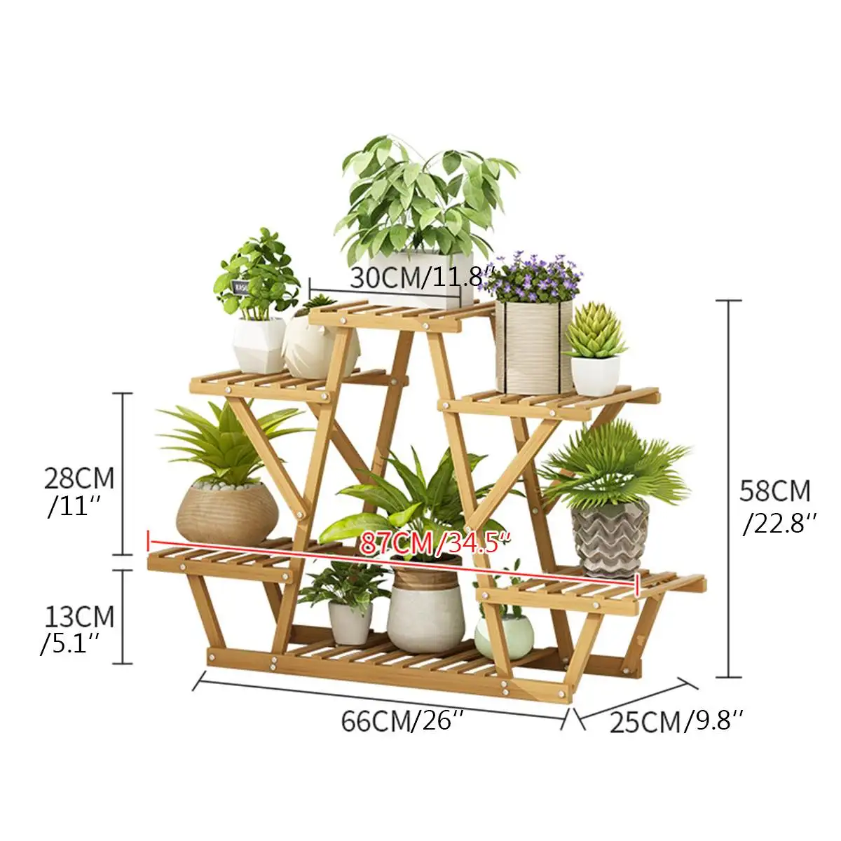 

Wooden Multi-Layer Flower Plant Rack Bamboo Shelf Plant Stand Flower Shelves Bonsai Display Shelf Balcony Patio Outdoor Decor