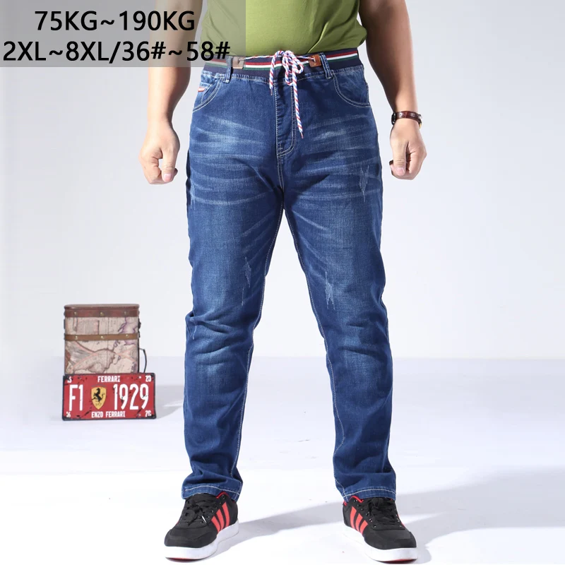 Джинсы мужские свободного покроя модные брюки из денима с эластичной талией в
