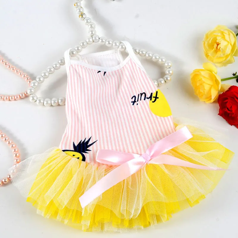 Платье с полосками для кошек и собак цветная Тюлевая жилетка рубашка одежда