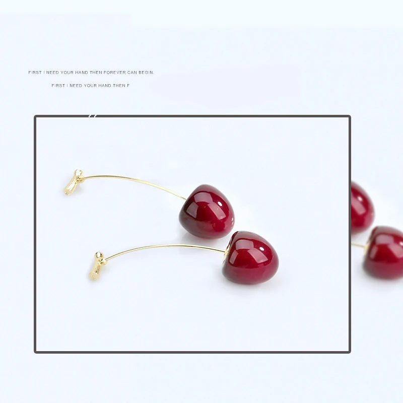 6 шт. японская мода полимерные красные вишневые фрукты простые перфорированные