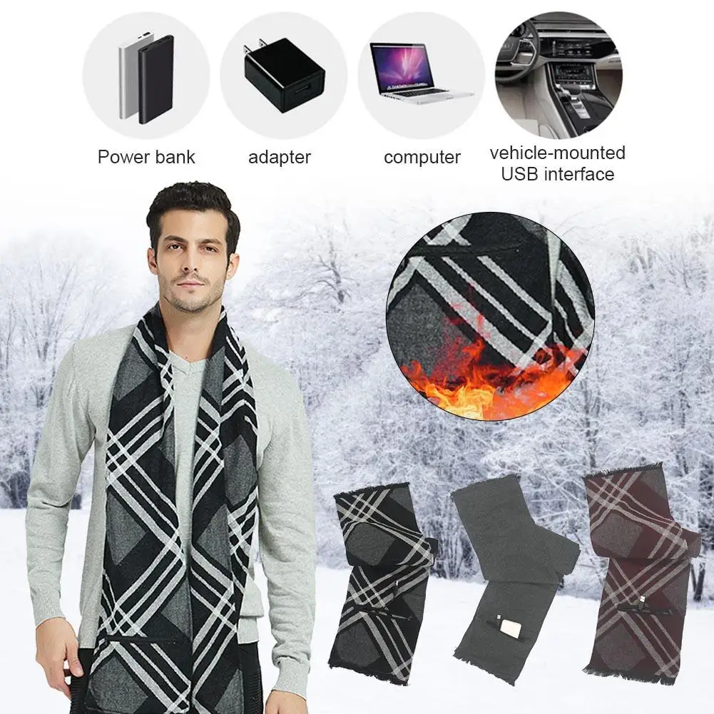 

Cashmere Electric Heating Scarf USB Rechargeable Heated Scarf Washable Warm Neck Protective Clothing Heating Clothes Ski Supply4