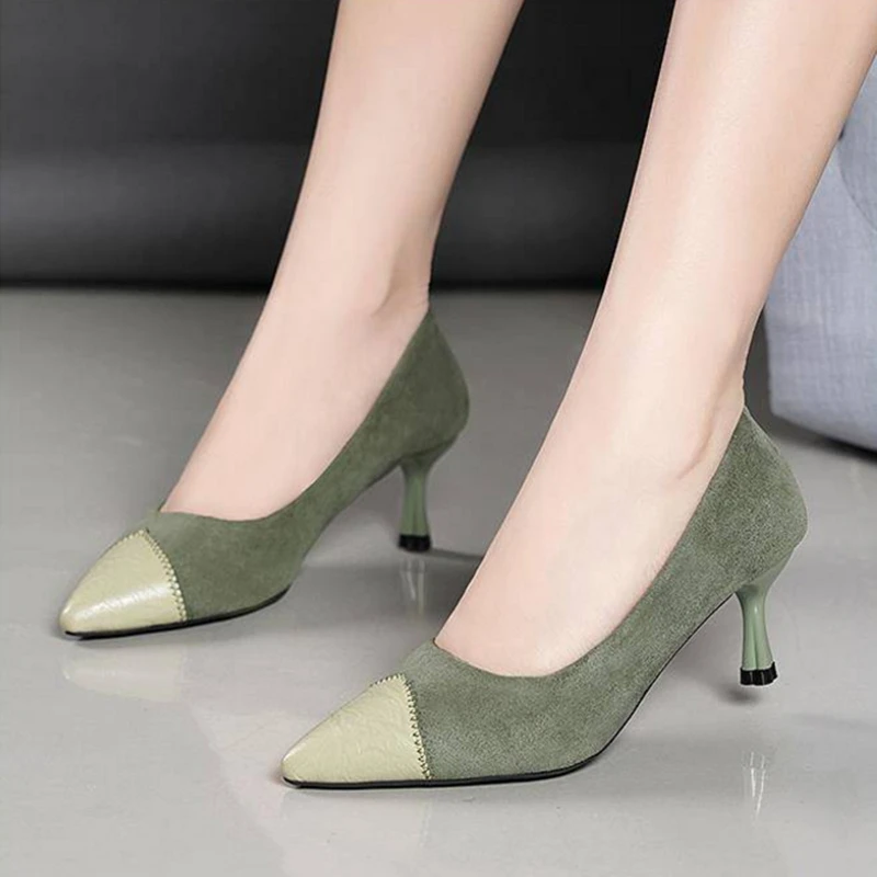

Women Fashion Green High Heels for Party Ladies Sweet Wine Red Wedding Stiletto Female Casual High Heel Shoes A5962