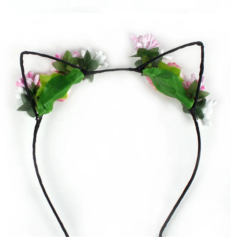 Ободок для волос детский с кошачьими ушками модная повязка на голову цветами