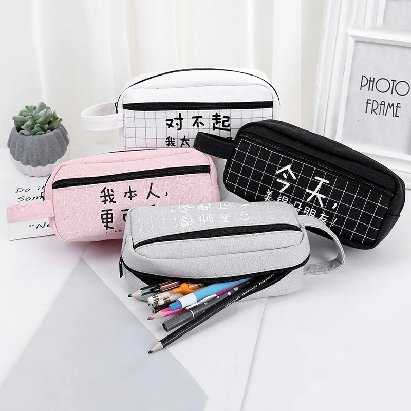 Пенал тканевый большой с рисунком милый чехол для карандашей и ручек китайскими