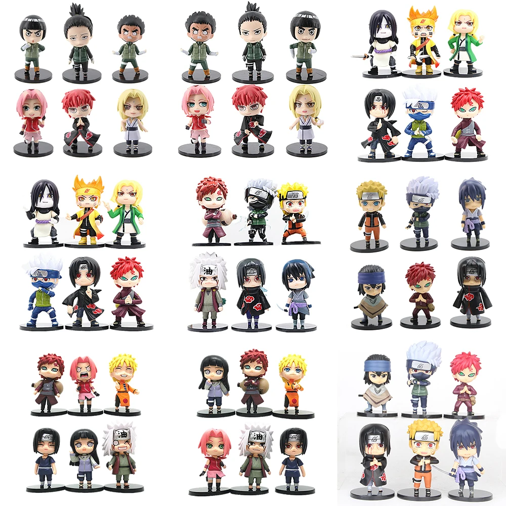 Игрушечные фигурки из аниме Наруто 6 шт./компл. Bandai Hinata Sasuke Itachi Kakashi Gaara ПВХ куклы