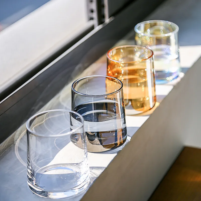 

Whiskey Glass With Lead-free Rainbow Amber Gray Transparent Color Water Drinking Glasses Cup For Vodka Bar Kitchen