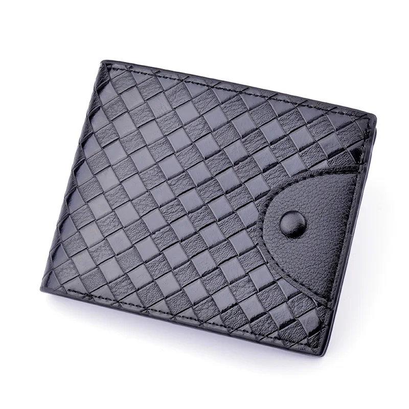 

Woven Rhombus Fashion Short Wallets for Men PU Leather Lux Thin 2021 Card Wallet Men Billetera Hombro Cuero Marca De Lujo RFID