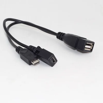 50 шт./лот 2 в 1 OTG Micro USB хост Мощность Y сплиттер адаптер к 5 Pin Мужской Женский кабель