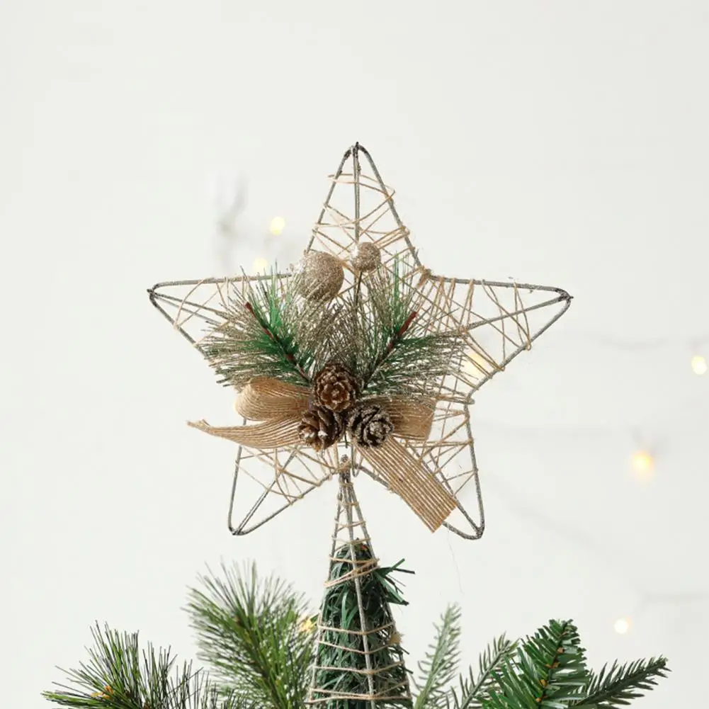 

Xmas Tree-top Star Wrought Iron Xmas Tree Ornaments 4 Styles Creative Festive Easy to Install Xmas Tree Ornaments
